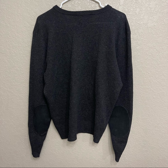 Polo by Ralph Lauren 100% Lambswool V-Neck Sweater Mens Sz L Dark Charcoal Gray - Picture 2 of 7